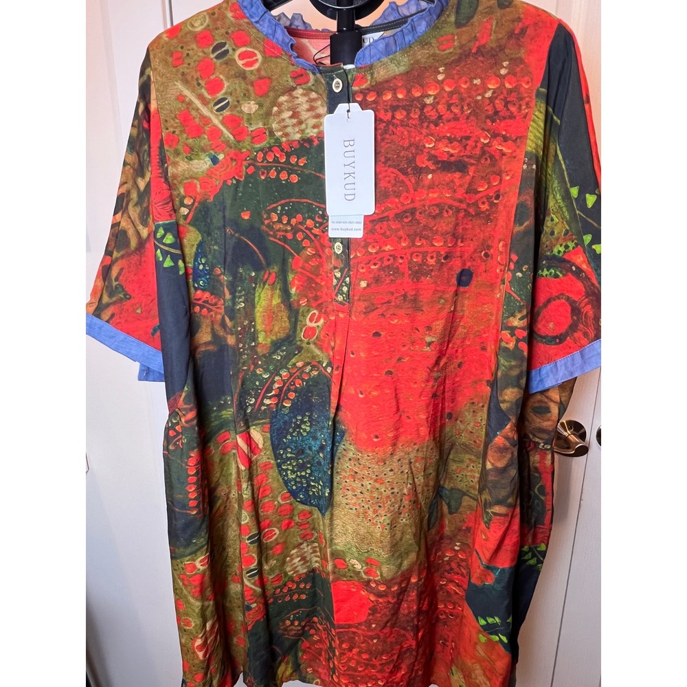 BUYKUD Tunic Dress Women OS Wearable Art NWT Lagenlook Boho Chic Artsy Ecclectic